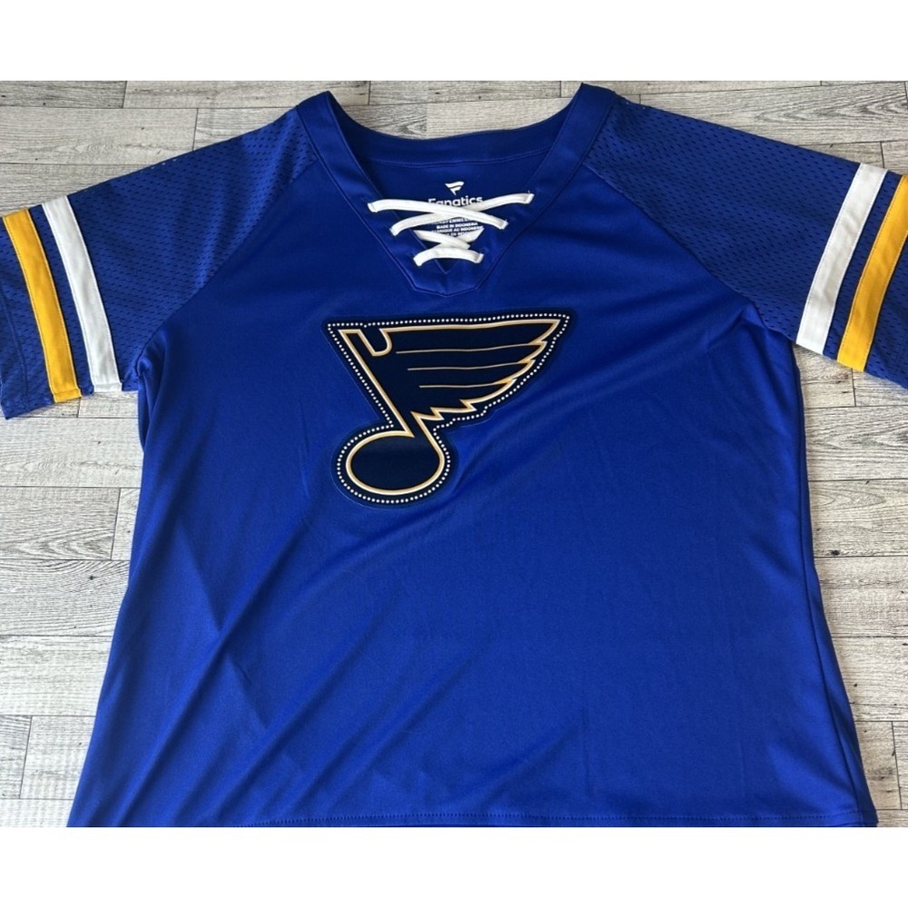 Fanatics St. Louis Blues Spirit Womens Ladies Lace Up Vneck Jersey Shirt‎ Large